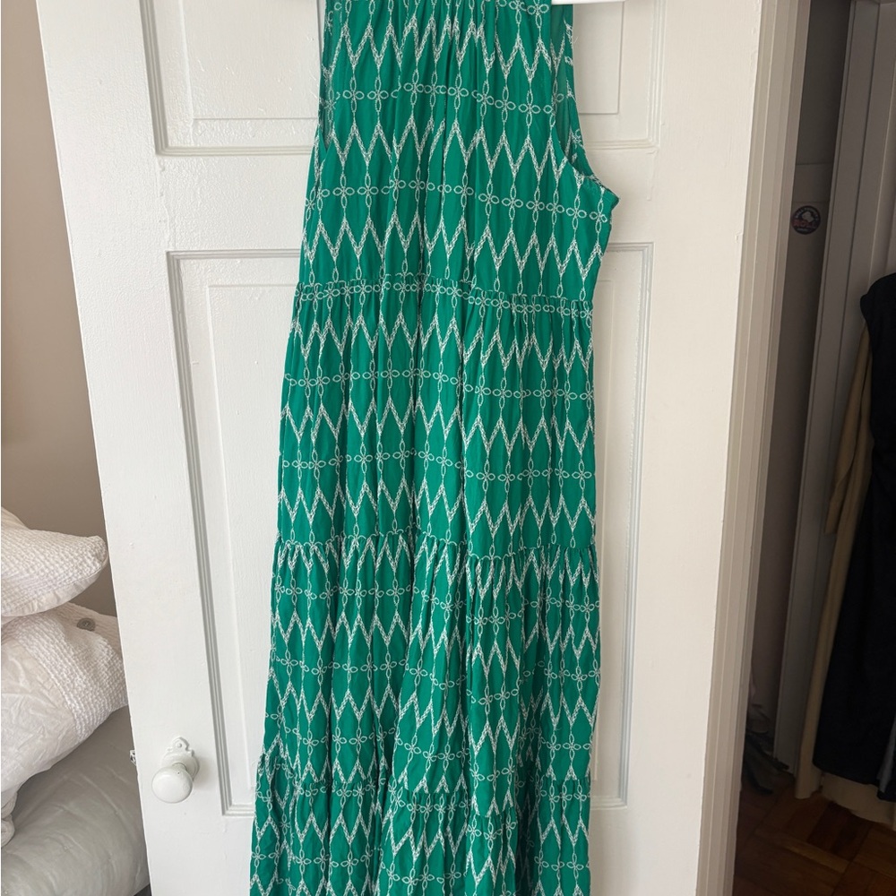 Green Patterned Sleeveless Dress